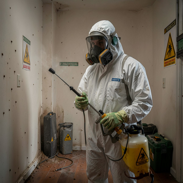 Fumigación de chinches en Bogotá: Técnico especializado utilizando un aspirador industrial y vapor seco en colchones para erradicar infestaciones en viviendas.